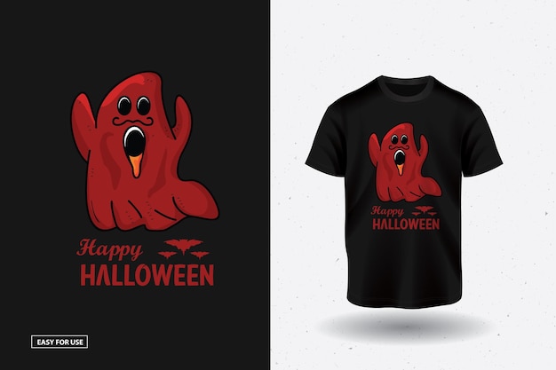 A black t - shirt that says happy halloween on it