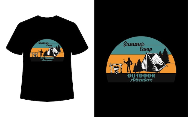 Vector a black t - shirt that says summer camp outdoors on it.