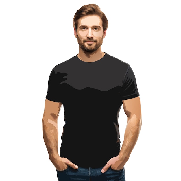 Vector black t shirt with man mockup