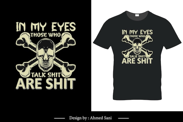 a black t - shirt with a skull and bones on it