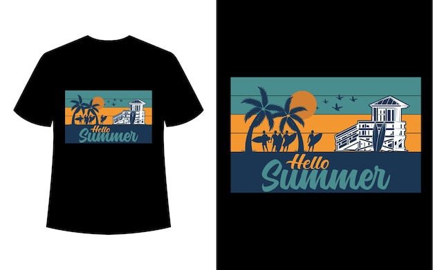 Vector a black t - shirt with the words hello summer on it