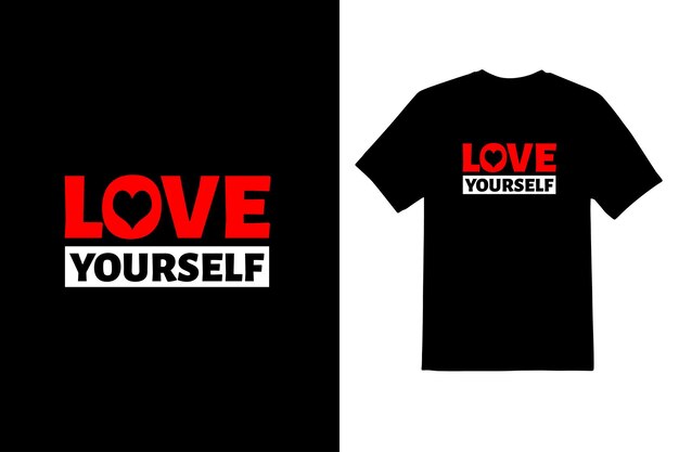 A black t - shirt with the words love yourself on it