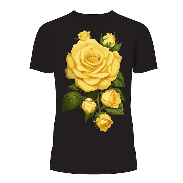 A black t shirt with yellow flowers