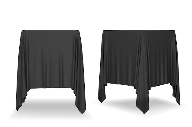 Vector black  tablecloth isolated on white background.