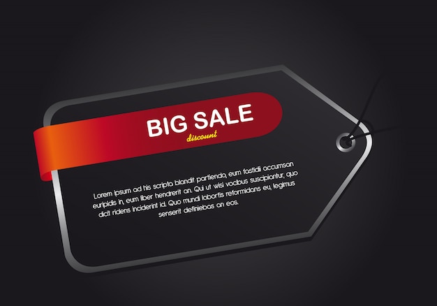 black tag over black background big sale vector illustration