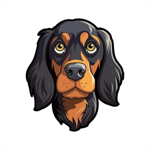 Black Tan Dog Breed Cute Cartoon Kawaii Character Animal Pet Isolated Sticker Illustration