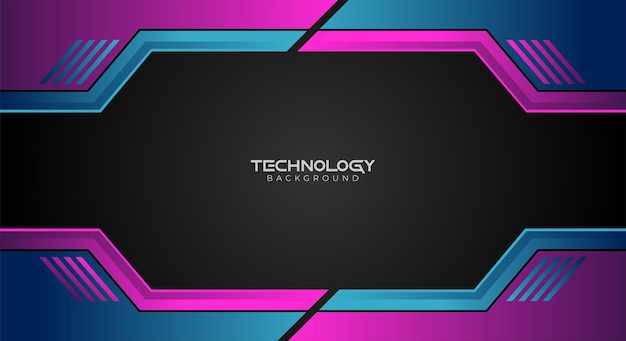 Black technology background with futuristic blue and purple metal