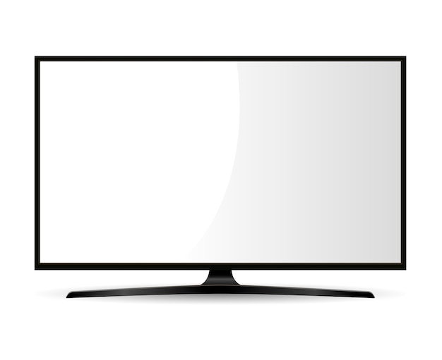 Vettore televisione nera con schermo bianco. monitor ampio.