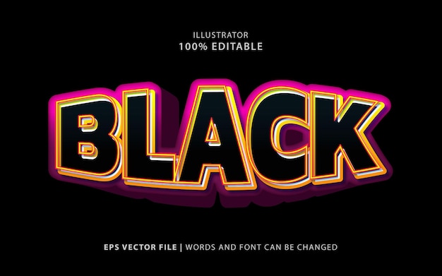 Black Text Effect Editable Free Vector