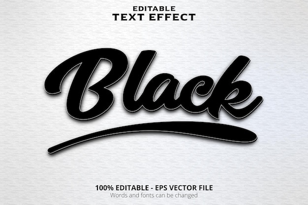 Вектор Черный текстовый эффект редактируемый текстовый эффект