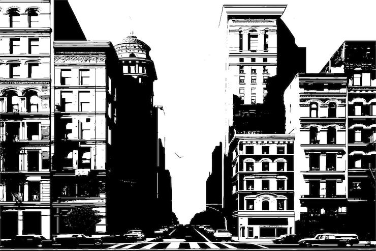 Vector black texture of buildings on white background vector illustration overlay grungy background