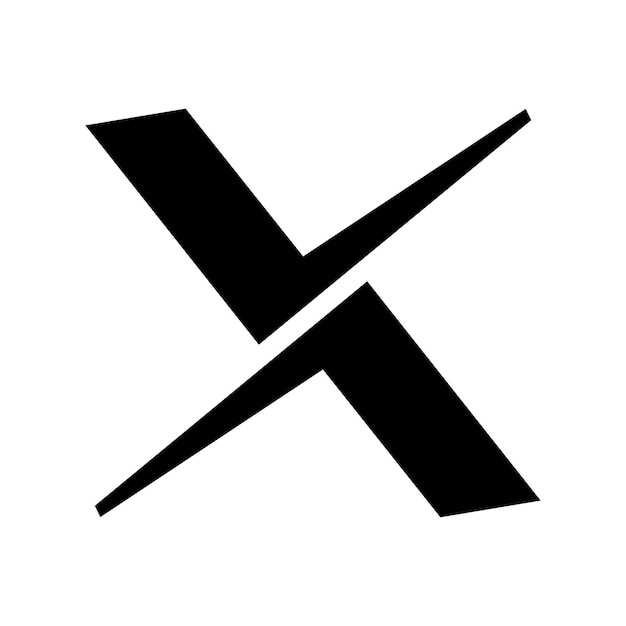 Vector black tick shaped letter x icon