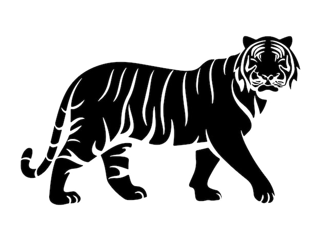 Vector black tiger_silhouettes vector illustration