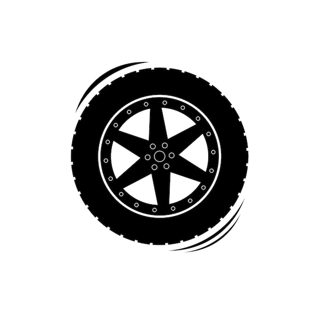 Vector black tire wheel silhouette