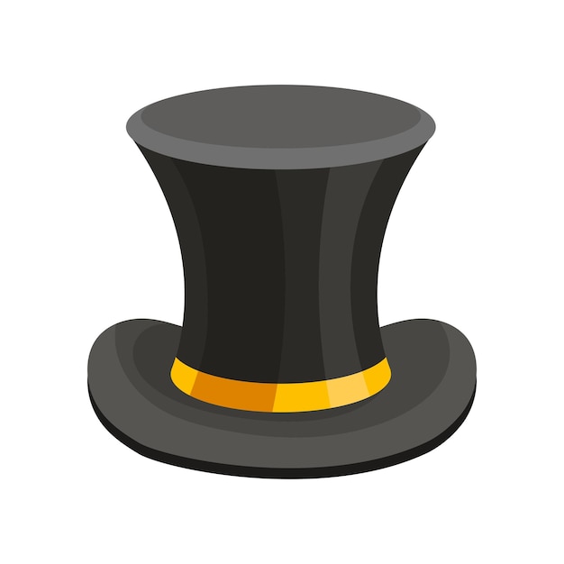 Black top hat classic cylinder vector Illustration on a white background