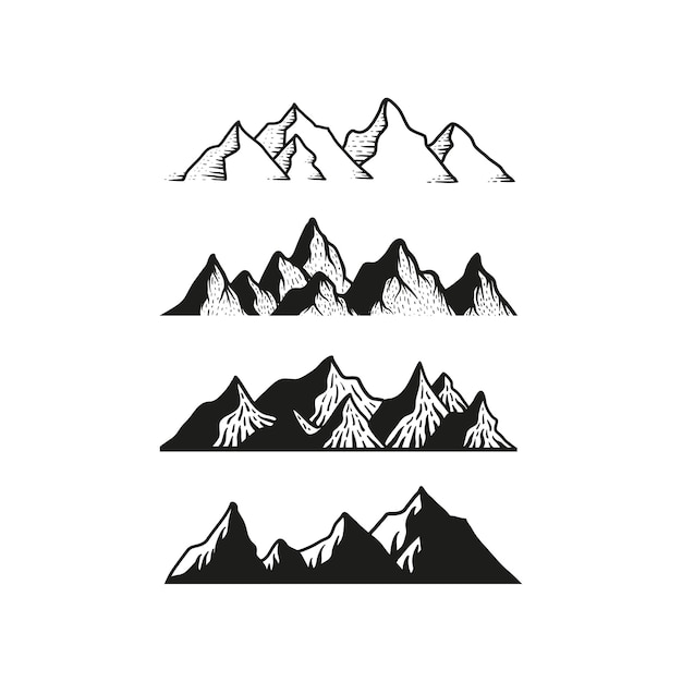 black top landscape drawing vintage vector for climbing or hiking sport concept