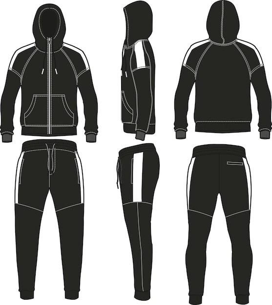 black tracksuit with white stripes