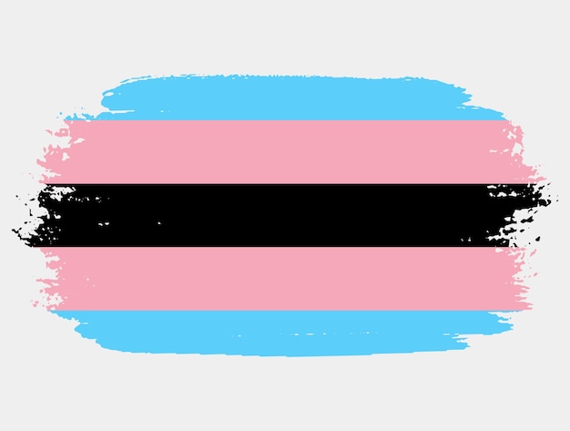 Black Trans Flag painted with brush on white background LGBT rights concept