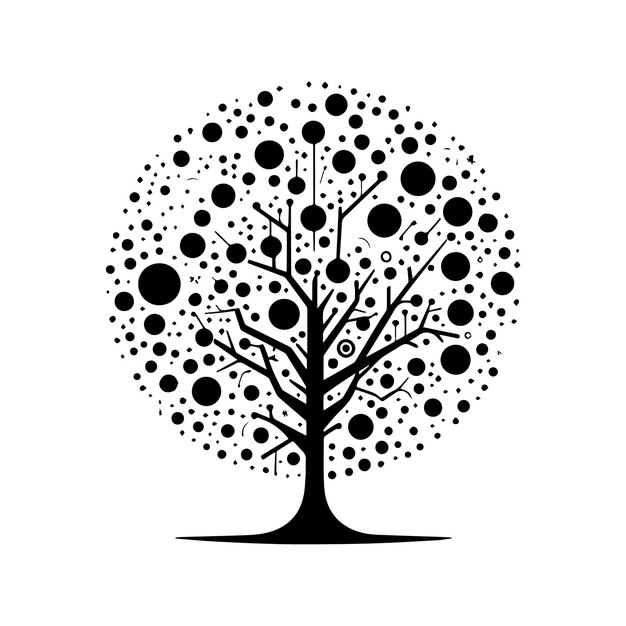 Vector black tree silhouette vector with white background design