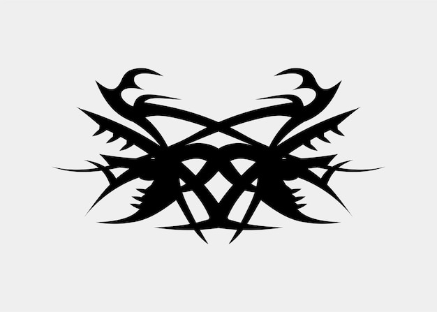 Vector black tribal tattoo motif sharp and horror monsters