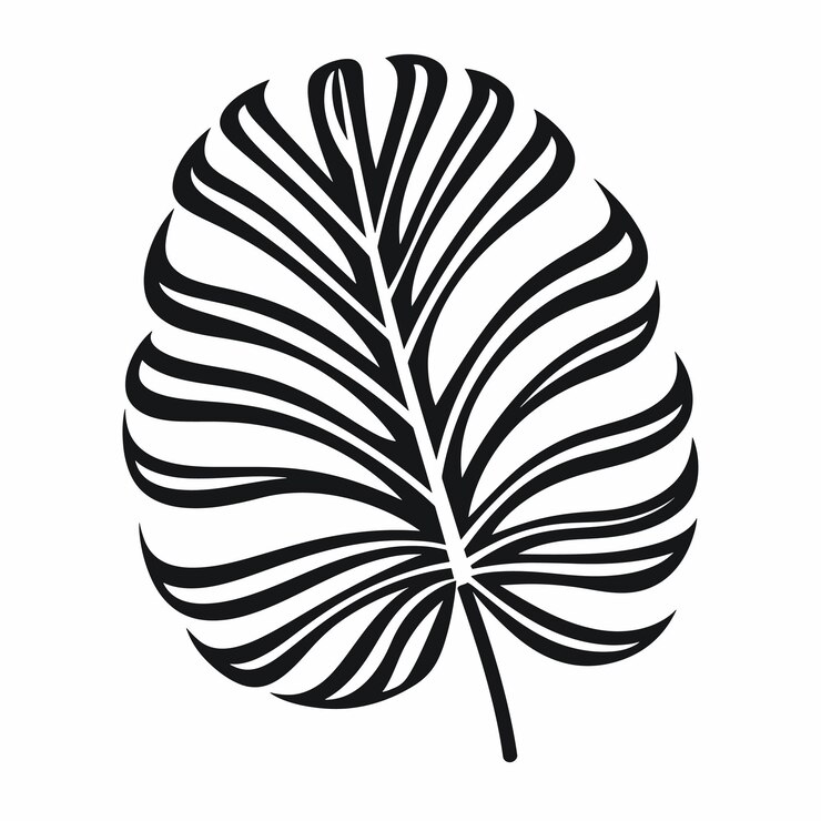 Vector black tropical leaf illustration vector
