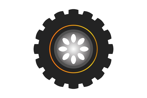 A black truck wheel with orange line vector design