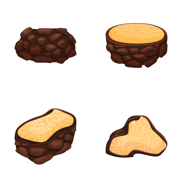 Vector black truffle icons set cartoon vector delicacy mushroom truffle