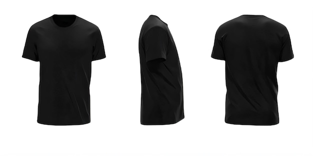 black tshirt mockup three black shirts with white background