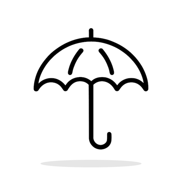 Black umbrella icon isolated on white background linear icon in flat design