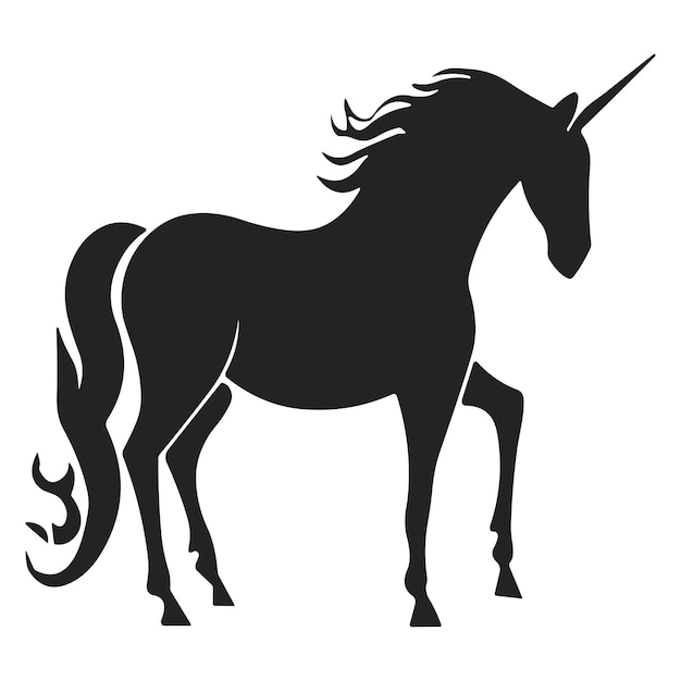 A black unicorn with a horn on its head