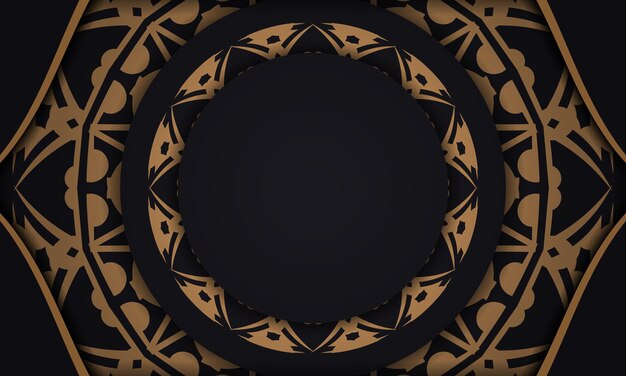 Черный векторный баннер с роскошными греческими орнаментами и местом для вашего текста и логотипа. шаблон для дизайна открытки с абстрактными узорами.
