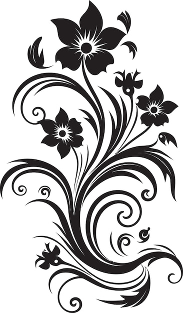 벡터 블랙 터 부켓 손으로 그린 디자인 우아한 꽃 예술 꽃 아이콘 블렘