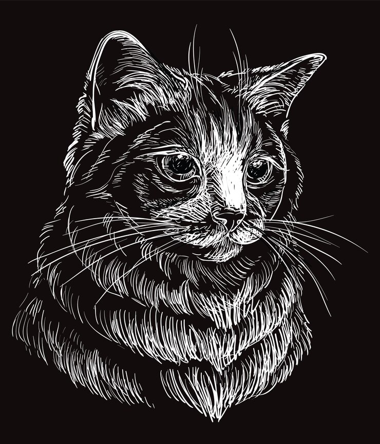 Premium Vector | Black vector cat portrait 5