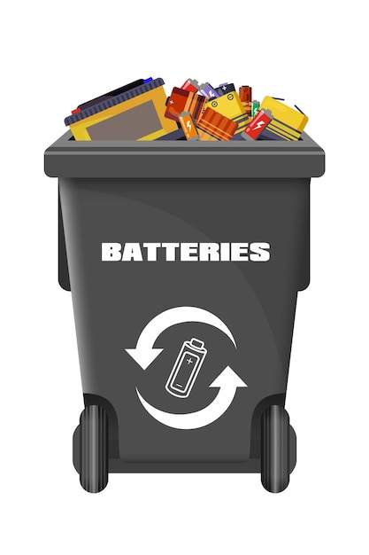 Black vector dumpster for batteries