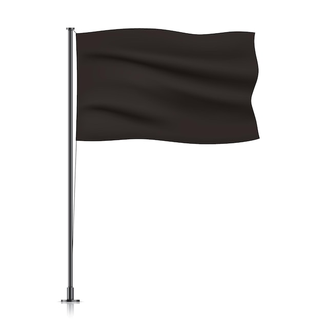 Black vector flag isolated on white background