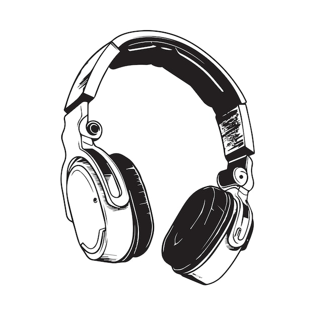 The black vector illustration of a modern headset symbolizes the equipment for a highquality audio experience with its sleek silhouette and white icon Isolated and flat in design