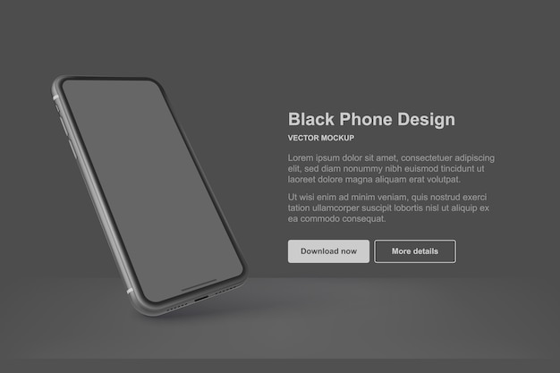 Black vector phone isolated on dark background