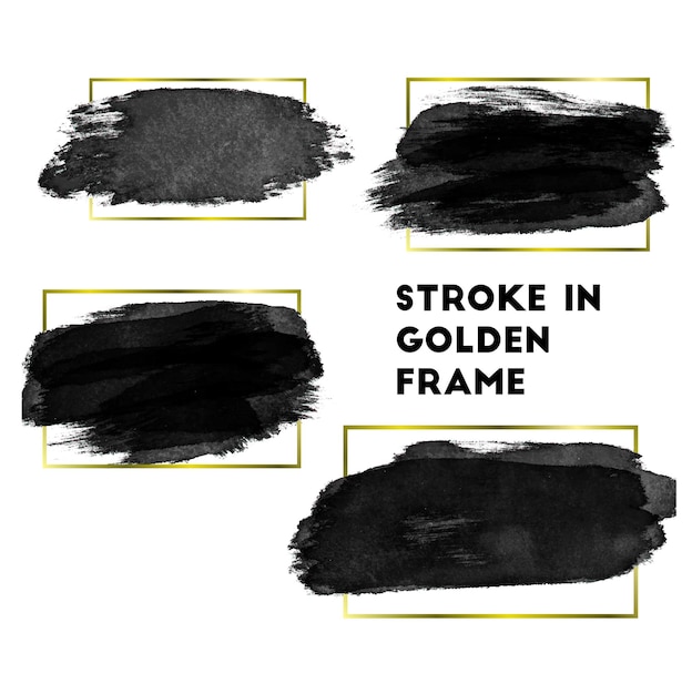 Black vector strokes in golden frames