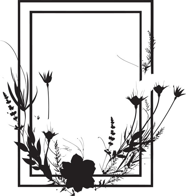 블랙 터 기묘한 미니멀리즘 꽃 블럼 정교한 꽃 추상화 손으로 렌더링 된 로고