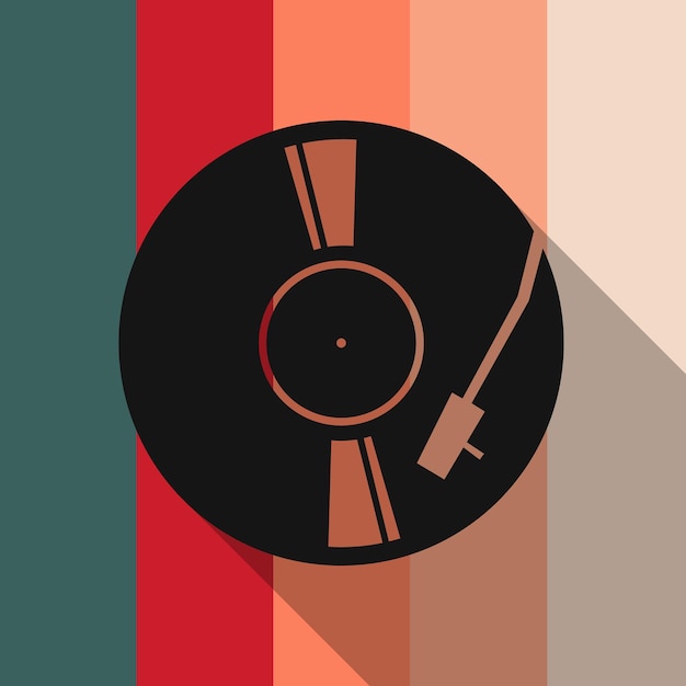 Vector black vinyl record disc flat retro concept vector illustration