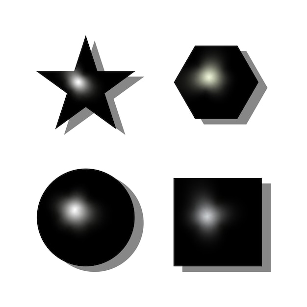 Black volumetric geometric shapes. Vector illustration. EPS 10.