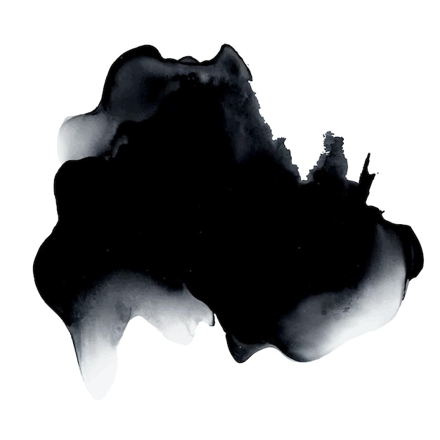 Black water color brush stroke design isolated on white