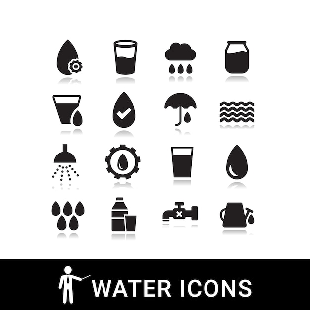Black water icon set