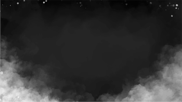 Черный акварельный фон с белым дымом