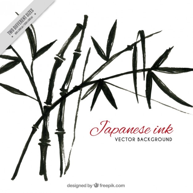 Black watercolor bamboo