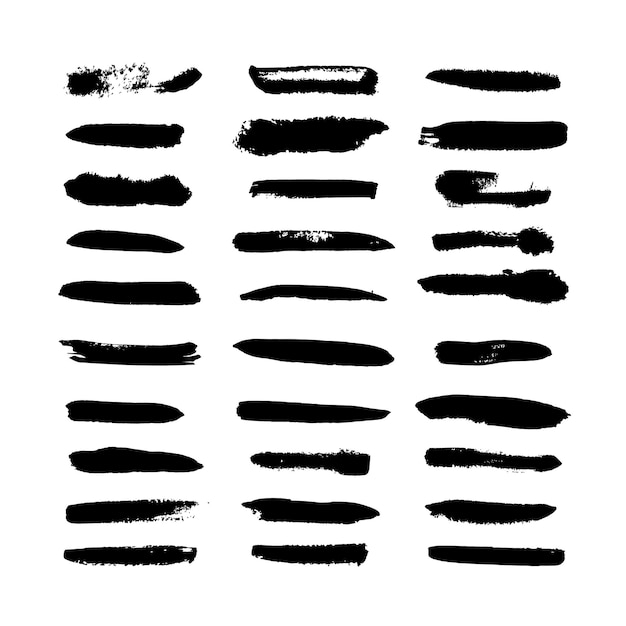 Black watercolor brush stroke collections isolated