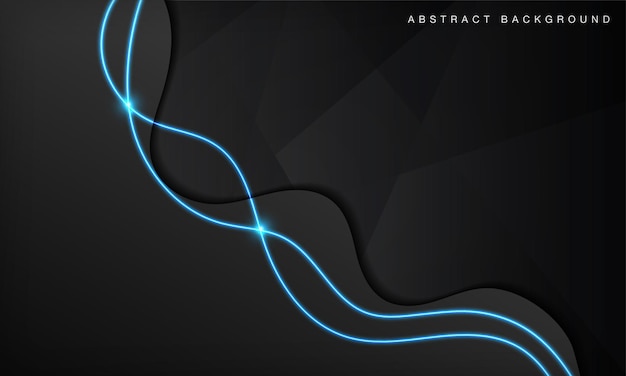 Вектор Черная волна абстрактная технология фона перекрывает слои на темном пространстве с синим световым неоновым эффектом