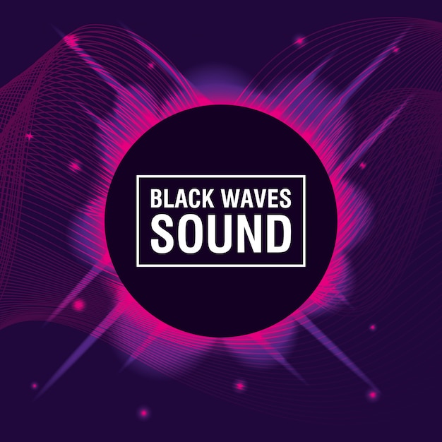 Black waves sound purple background