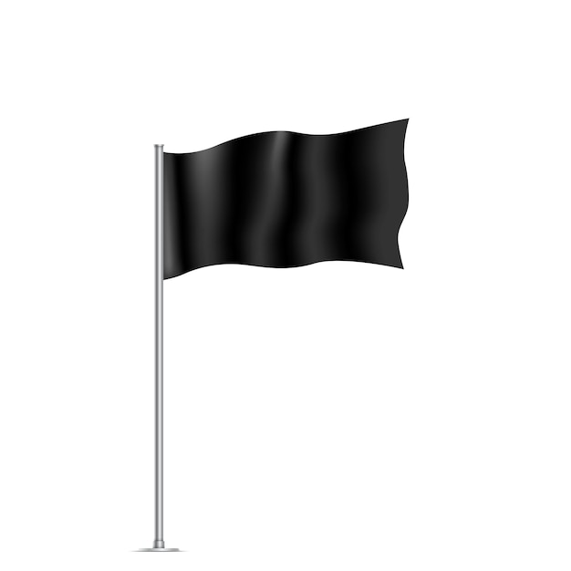 Vector black waving flag isolated on white background