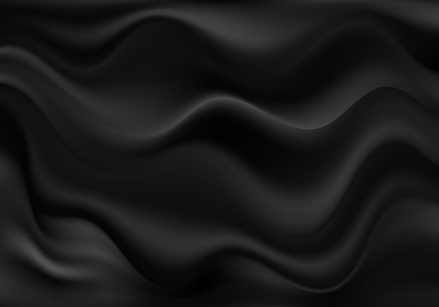 Vector black wavy fabric draped silky textile